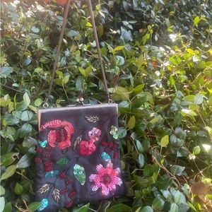 Elan floral sequin embezzled mini purse